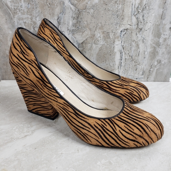 Mi Piaci Tiger Calf Hair Fur Animal Print Heels 41 - Picture 3 of 15